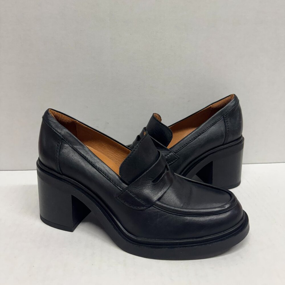 Miz Mooz Black Chunky Heel Loafers